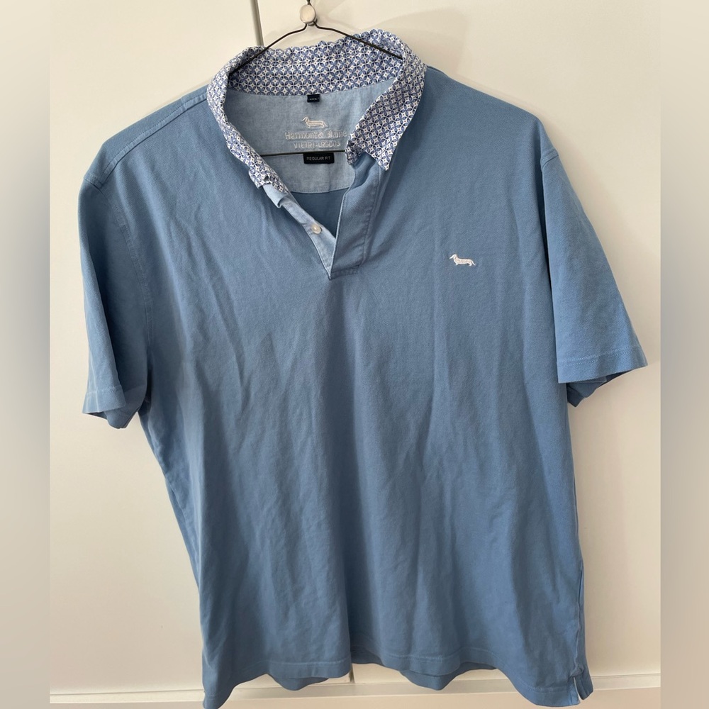 Harmont & Blaine Blue Polo Shirt with Classic Collar and Short Sleeves